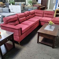 Vogue Red Velvet Sectional. Brand New.