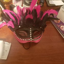 2 masks with feathers