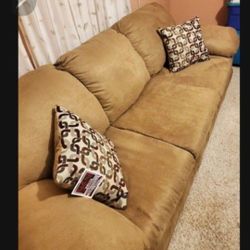 Camel Color Suede Like Sofa..Size 7ft Long..Brand New With Tag On It..very Comfortable!!