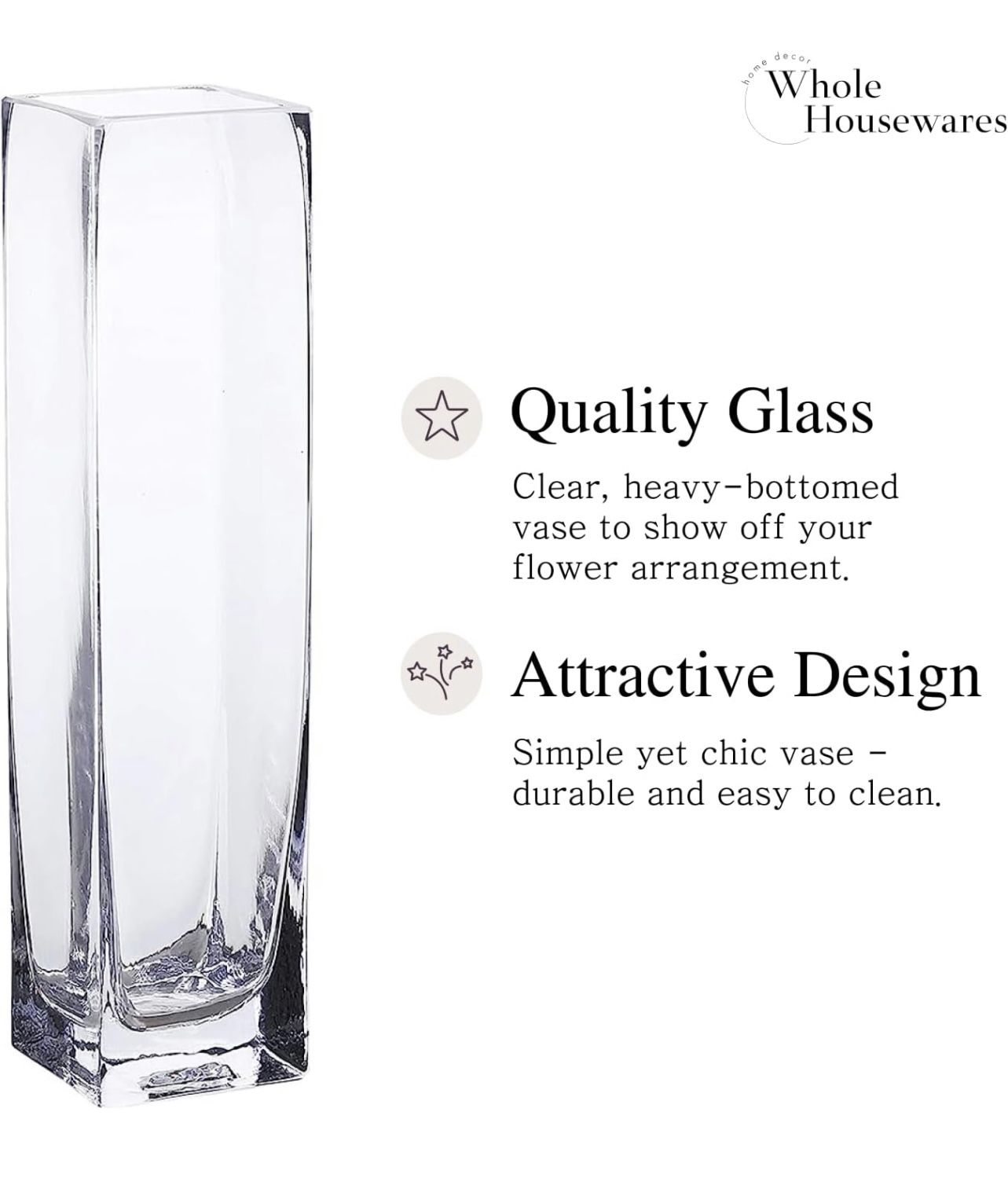 Mini Clear Glass Tall Square Block Vase Set of 6 (1.5X5inch)
