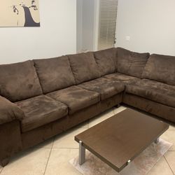 Brown Sectional Couch  Coffee Table 