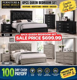 4pcs Queen bedroom set