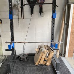 gym workout equipment with olympic barbell and plates