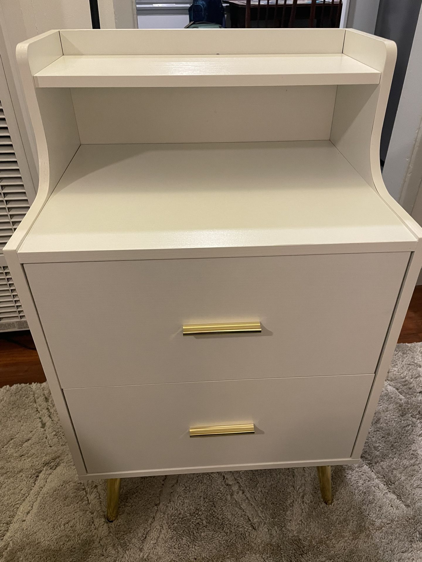 White Gold Nightstand Drawers