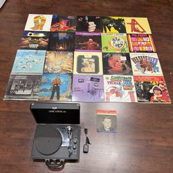 🎵 Victrola Bluetooth Suitcase Turntable + 21 Vinyl Records — Elton John, Greta Van Fleet, Bee Gees & More!