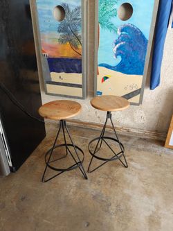 Wood and metal 30" stools