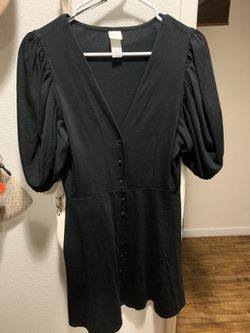 H&M Black Puff Sleeve Dress Size S