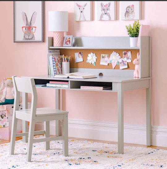 Martha Stewart Living and Learning Kids’ Desk with Hutch and Chair – Gray