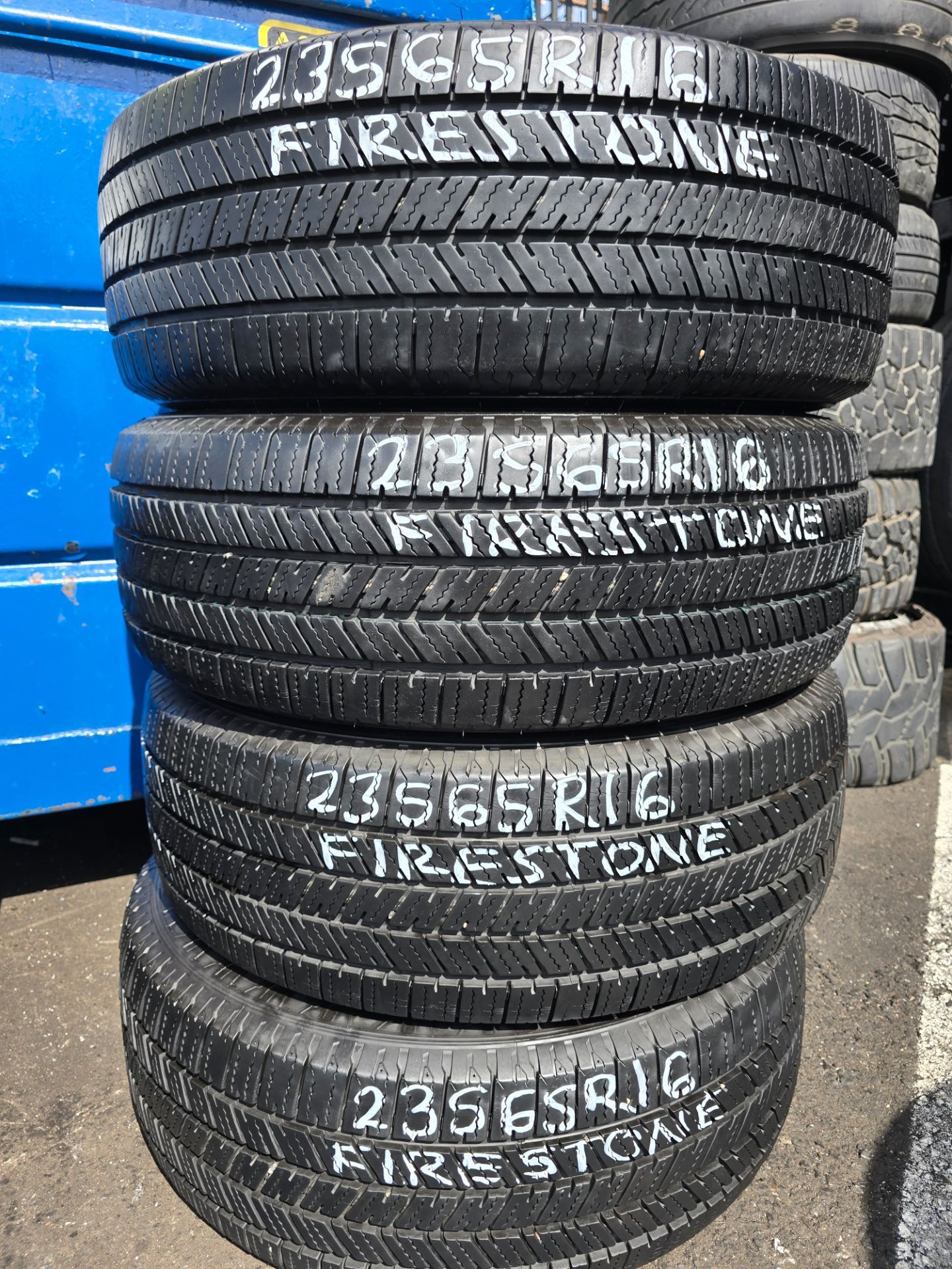 4 USED TIRES 235/65R16 Cargo FIRESTONE TRANSFORCE CV All 4 Installed $300