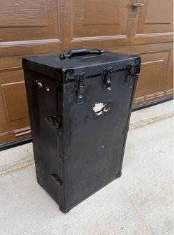 Vintage Black Storage Chest / Trunk – 3 Compartments