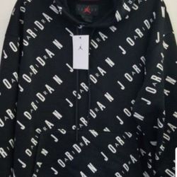 AIR JORDAN JUMPMAN "RARE" LIMITED EDITION MEN'S FLEECE PULLOVER THICK HOODIE SWEATER SIZE LARGE BLACK AIR JORDAN PRINT ALL AROUND BRAND NEW WITH TAGS.