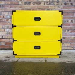 Mid Century Modern Yellow 3 Drawer Dresser Vintage 