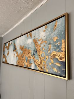 Elegant Blue And Gold Marble Painting