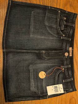 Woman's Dark Blue Denim Jean Short Thigh Skirt Size 31w