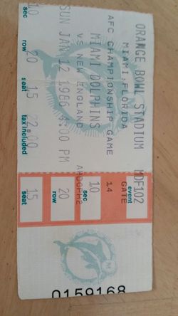 ORANGE BOWL STADIUM AFC CHAMPIONSHIP MIAMI VS PATRIOTS 1986 TICKET