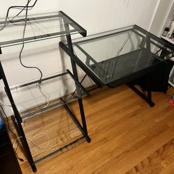 Glass Desk With Attached Shelves
