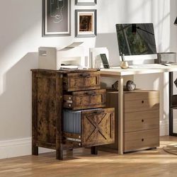 3-Drawer Rustic Brown Wood 18.1 in. Vertical File Cabinet, Filing Cabinet for Hanging A4/Letter Size
