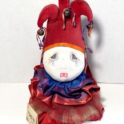 Vintage 1983 The House That Tilly Built Sad Jester Clown Handcrafted Soft Sculpture