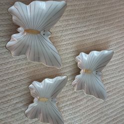 Nestled Bone China Butterflies One Is Glued Together The Other Large One Has A Little Chip On The End So Price Reflects