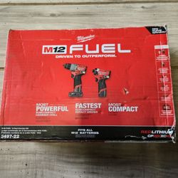 Milwaukee M12 FUEL Brushless  Hammer Drill and Impact Driver Combo Kit with 2 batteries and charger