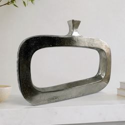 Cyan Design Kavala Raw Nickel Cast Aluminum Vase Modern Sculptural 18” x 13”