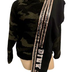 Victoria Secret PINK Teddy Sherpa Hoodie Sweater & full Sequin Bling Legging XS