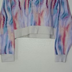 Wild Fable Water Color/Tye Dye Cropped Long Sleeve Pullover Hoodie