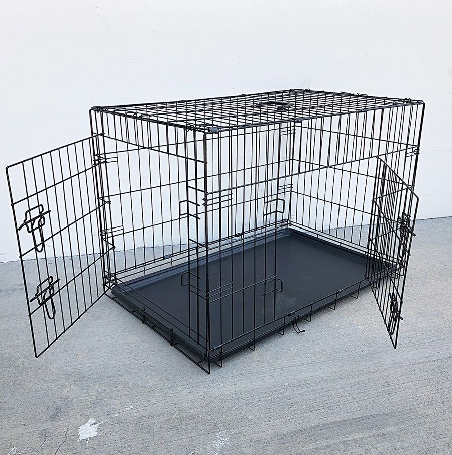 New in box $45 Folding 36” Dog Cage 2-Door Pet Crate Kennel w/ Tray 36”x23”x25”