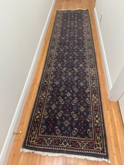 Persian-Style Wool Runner Rug with Fringe
