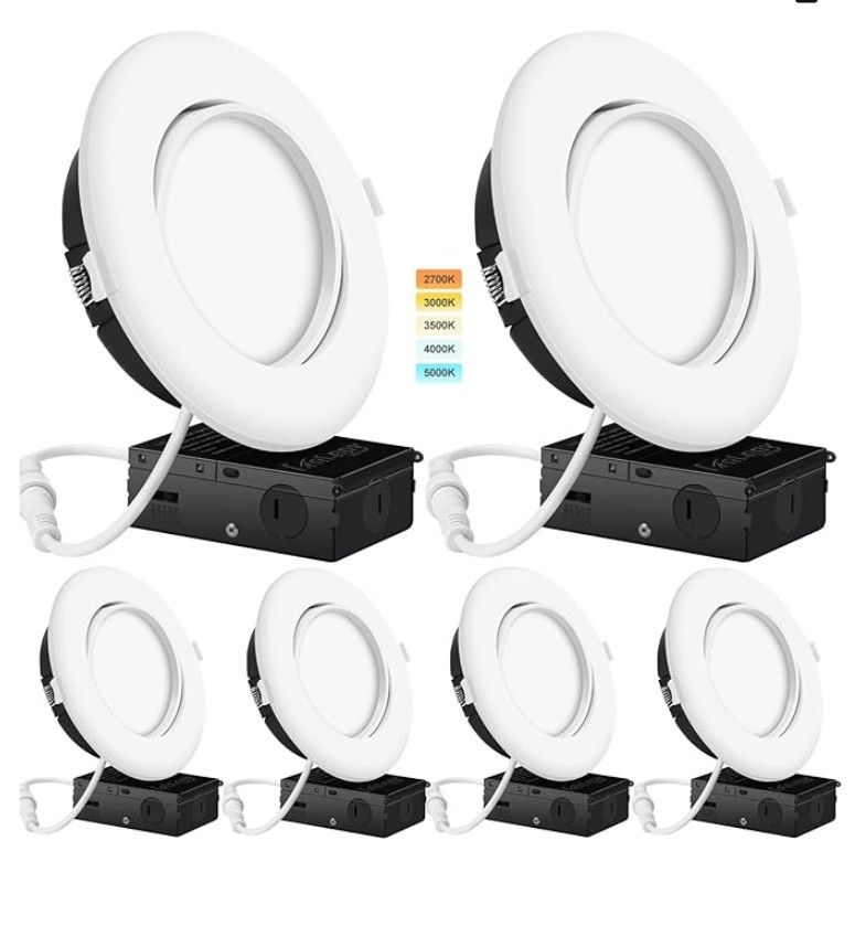 Black6 Inch Led Recessed Lights 6 Pack,15W 1050LM,Dimmable
