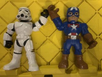 Lot of 2 Captain America and Storm Trooper Mega Mighties playskool