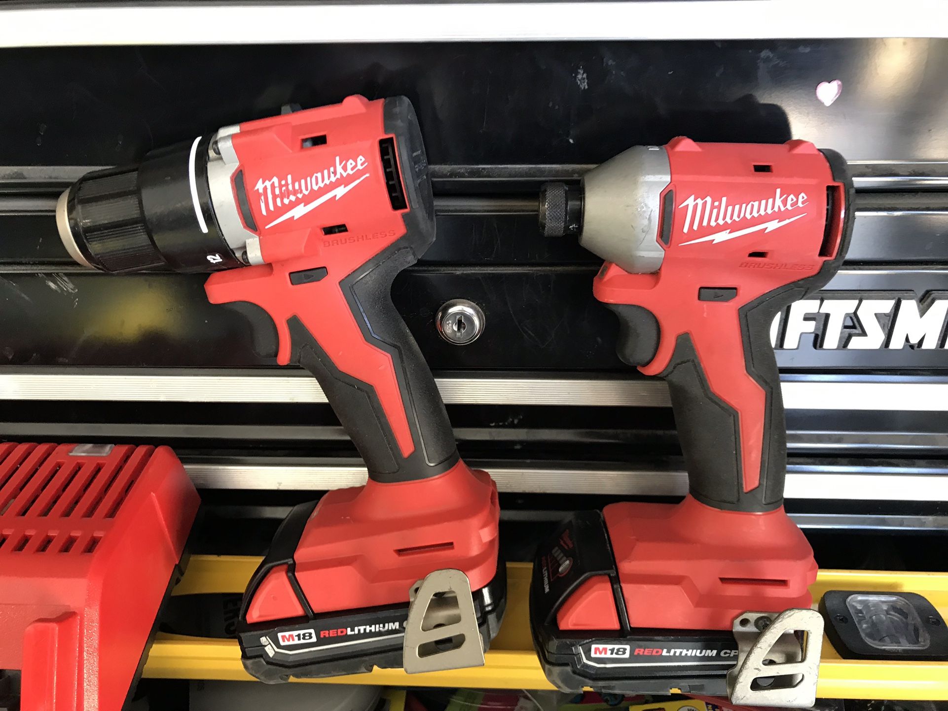Milwaukee Drill And Impact Set. Batteries And Charger
