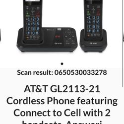 AT&T 2 Handset Connects To Cell Phones W/Call Screening & More Space In Answering System-NEW