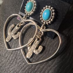 Turquoise And Silver Earrings 