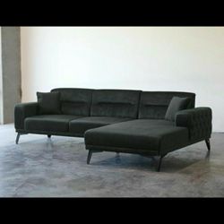 Rudy Black Velvet Sectional

