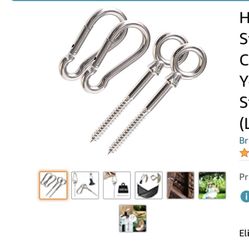Hammock Hanging Kit, Stainless Steel Hammock Hook Carabiner Set for Hammock, Yoga, Brazilian Hammocks, Swing Chair, Indoor Outdoor (Load Capacity 1200