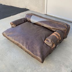 Brand New $45 Medium Dog Sofa Bed with Backrest Faux Leather Pet Couch Armrest, 30x24” Brown Color