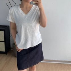 Slim-fit Bamboo Cotton V-neck Short-Sleeved T-shirt Basic Shoulder Casual Quick-Drying Breathable Top for Women