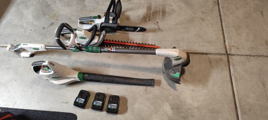 Scotts Sync 20V Lawn Tools Weed Whacker Hedge Trimmer Chainsaw Leaf Blower