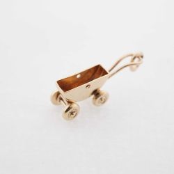 Vintage Art Deco 14K Yellow Gold Baby Stroller Charm Pendant  #23112
