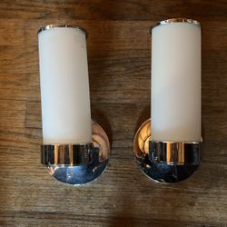 Bathroom, Vanity, Sconce Lights, 2 Chrome Glass