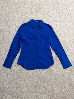 Express Design Studio Royal Blue Long Sleeve Button Down Shirt