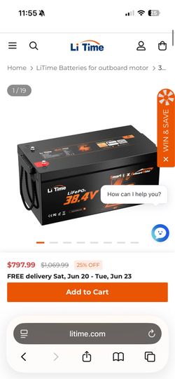Li Time Lithium Marine battery 36v 100Ah
