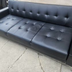 Sofa Futon Black Leather Clean 