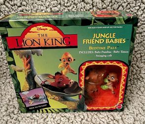 NIB, Sealed!! Disney The Lion King Jungle Friend Babies Pumbaa & Timon Figure Playset 1994 / Mattel