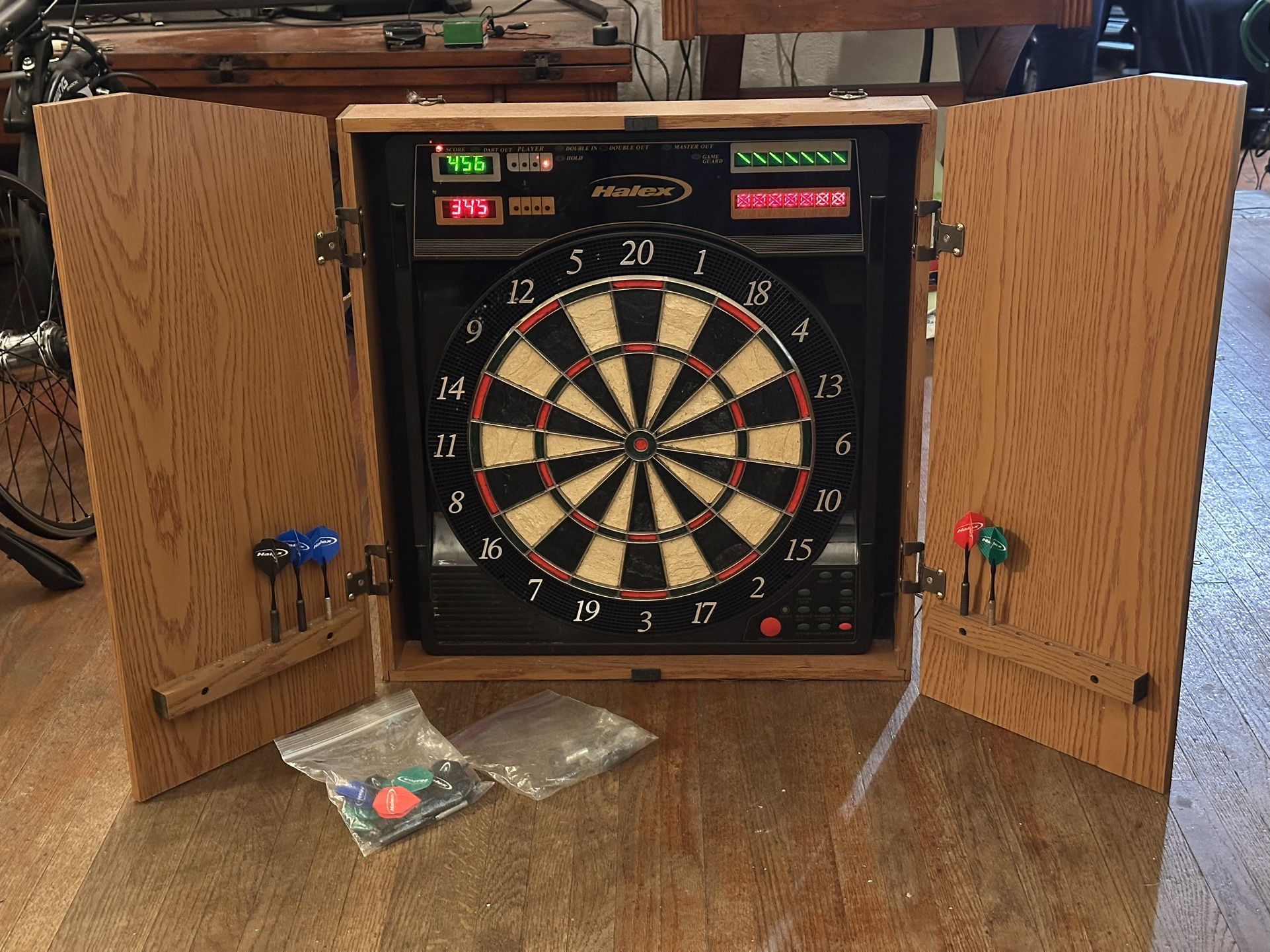 Halex Electronic Dart Board With Cabinet