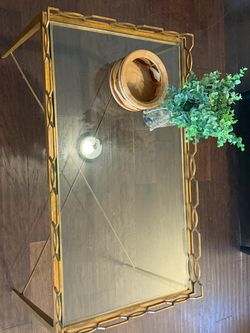 Gold Metal and Glass Coffee Table