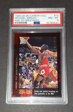 🔥Michael Jordan Card Chicago Bulls 1999 Upper Deck Rise To Greatness #15 PSA 8🔥