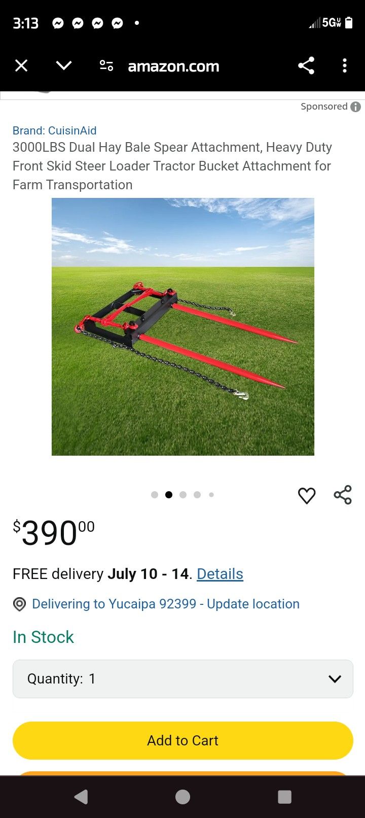 Brand New Never Used 3000 Lb Hay Tractor Attachment