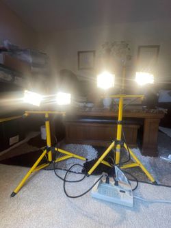 Portable Work Lights on Tripod Stands – Set of 2